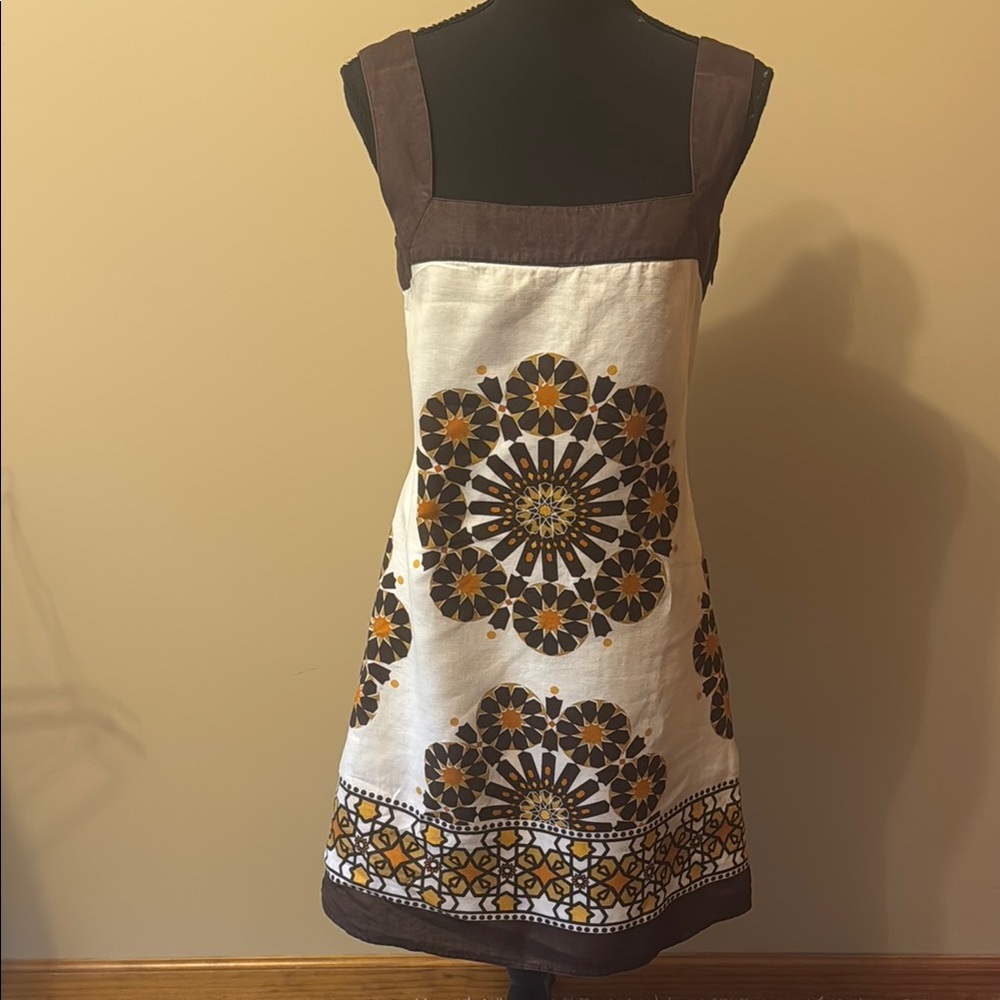Promod Brown and Cream Floral Mini Dress